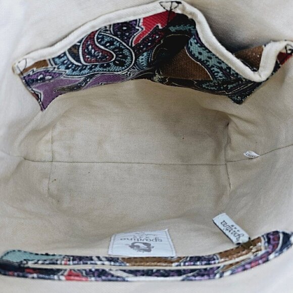 SPARTINA 449 Daufuskie Island Paisley Print Linen Black Leather Shoulder Bag - Picture 12 of 16